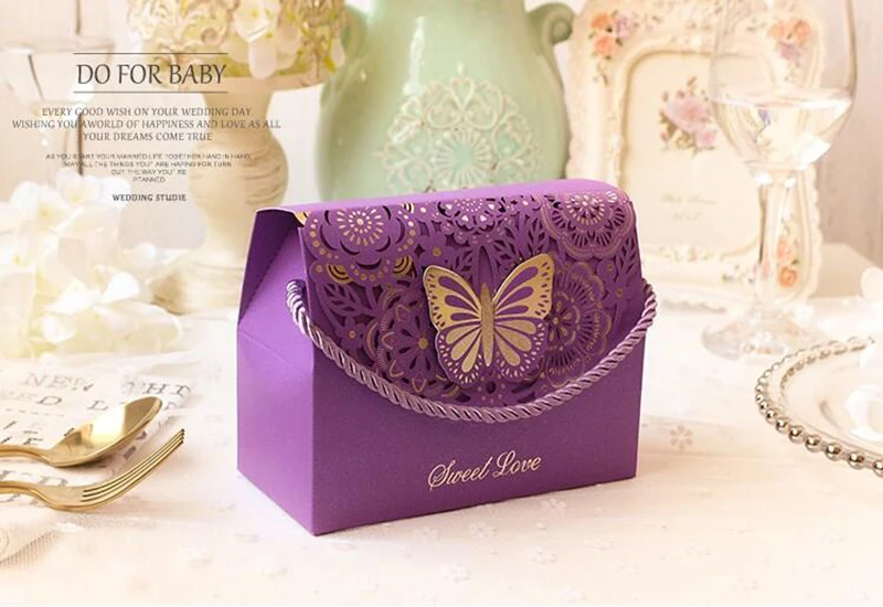 50 шт 3D стереоскопические цветы и бабочки Свадебные сувениры Подарочная сумка для гостей детский душ коробка конфет День рождения мешок для конфет на вечеринку