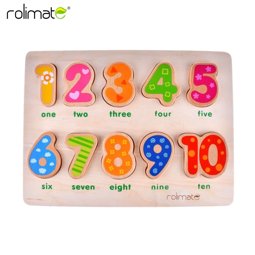 Rolimate 10 Numbers Preschool Early Educational Development Wooden
