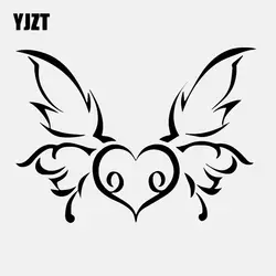 YJZT 15 см * 10,9 см виниловые наклейки для автомобиля Наклейка сердце бабочка любовь искусство Декор черный/серебристый C24-0316