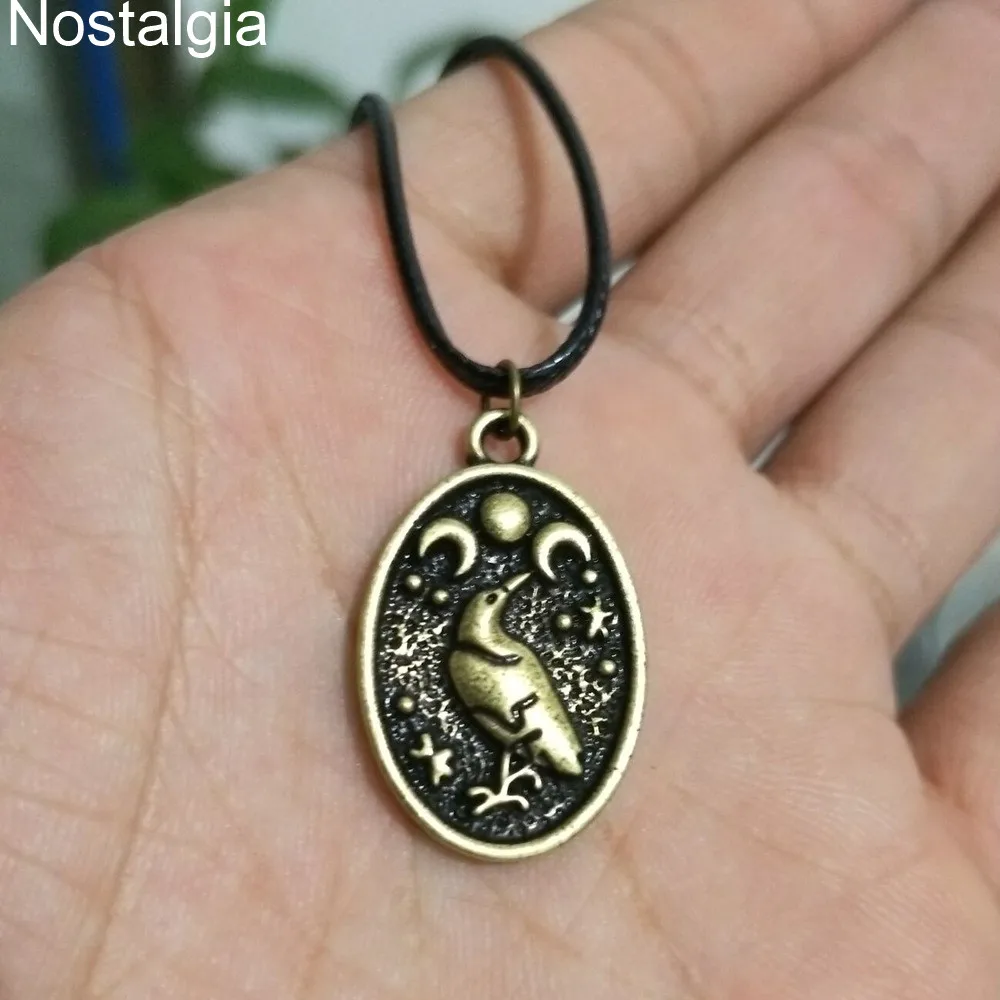 Wicca Triple Moon Goddess Viking Jewelry Odin Raven Amulet Pentagram Wiccan Pagan ожерелье для мужчин и женщин мужские