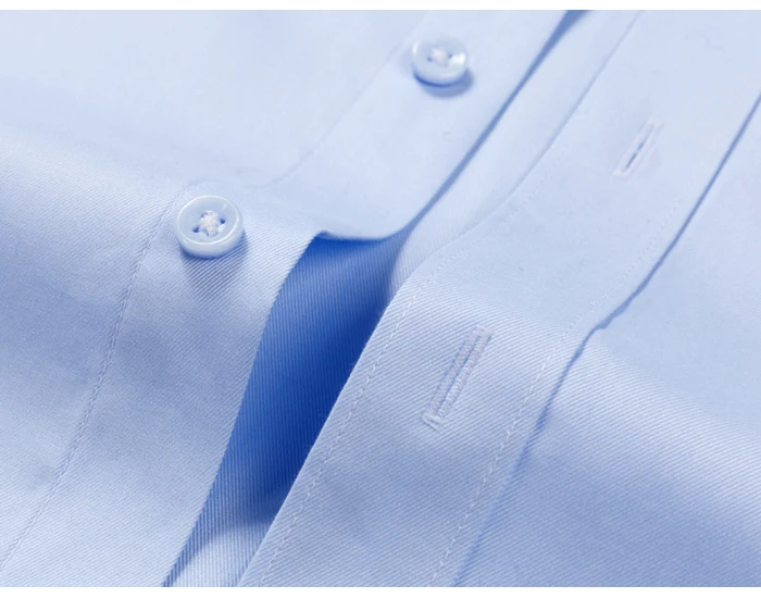 Men's 100% Cotton Non-iron Long Sleeve Solid Office Dress Shirt Pocket-less Design Standard-fit Formal Business Classic Shirts