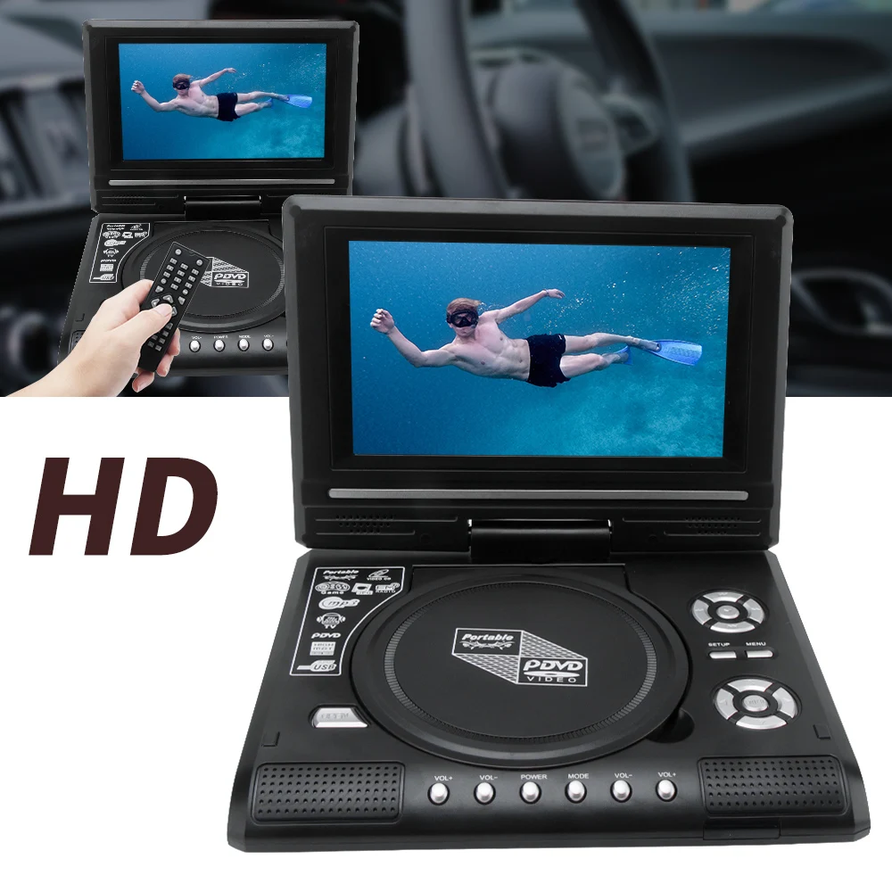 

BORUIT 7.8 Inch Portable DVD Player Car TV CD Digital Multimedia Player Swivel Screen USB SD Support Game Function With Gamepad
