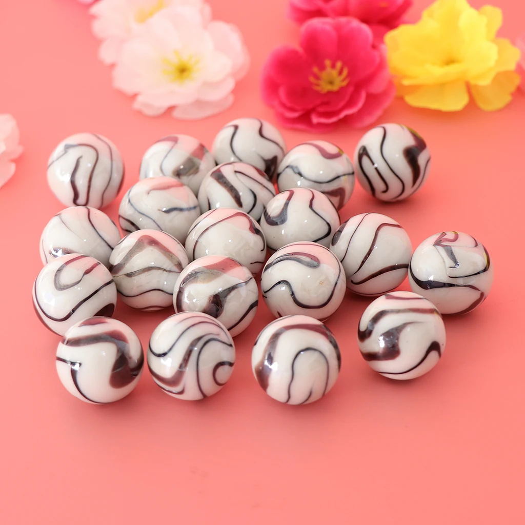 20pcs Glass Marbles Ball 25mm Tiger Stripes Glass Marbles Ball Marble Solitaire Swirl Marbles Toy For Kids