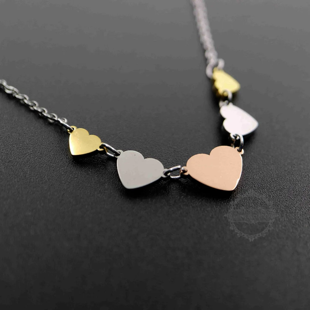 

1CM Rose Gold Silver Heart Small Charm Stainless Steel Multilayer Necklace Wedding Bridesmaid Gift 14''+2'' 6390391