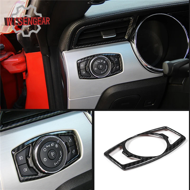 Us 9 1 10 Off For Ford Mustang Front Head Light Lamp Switch Trim Frame Cover Interior Sticker Detector Carbon Black Abs 2015 2016 2017 2018 In