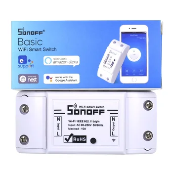 

SONOFF Basic eWelink APP Smart Home Wifi Switch Wireless Remote Control Automation Module DIY Timer Universal 10A AC 90-250V