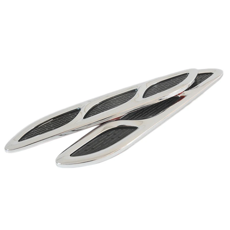 Комплект из 2 предметов, для украшения автомобиля акульи жабры стайлинга автомобилей 3D вентиляционное отверстие воздушного потока крыло хром сплава металлический стикер наклейка стикер