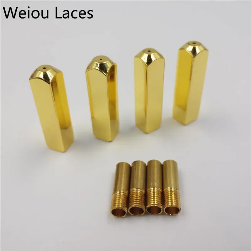 

Weiou 4pcs/1Set 6*6*25mm Luxury Rectangle Highlight Mirror Gold Metal Tips V2 Replacement For Sneakers Shoelaces Aglets Gift