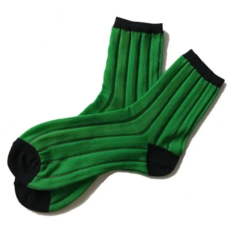Для женщин для девочек на лето и весну ткань тонкий длинный экипажа носки в Вертикальную Полоску Радуга красочный скейтборд Нейлон