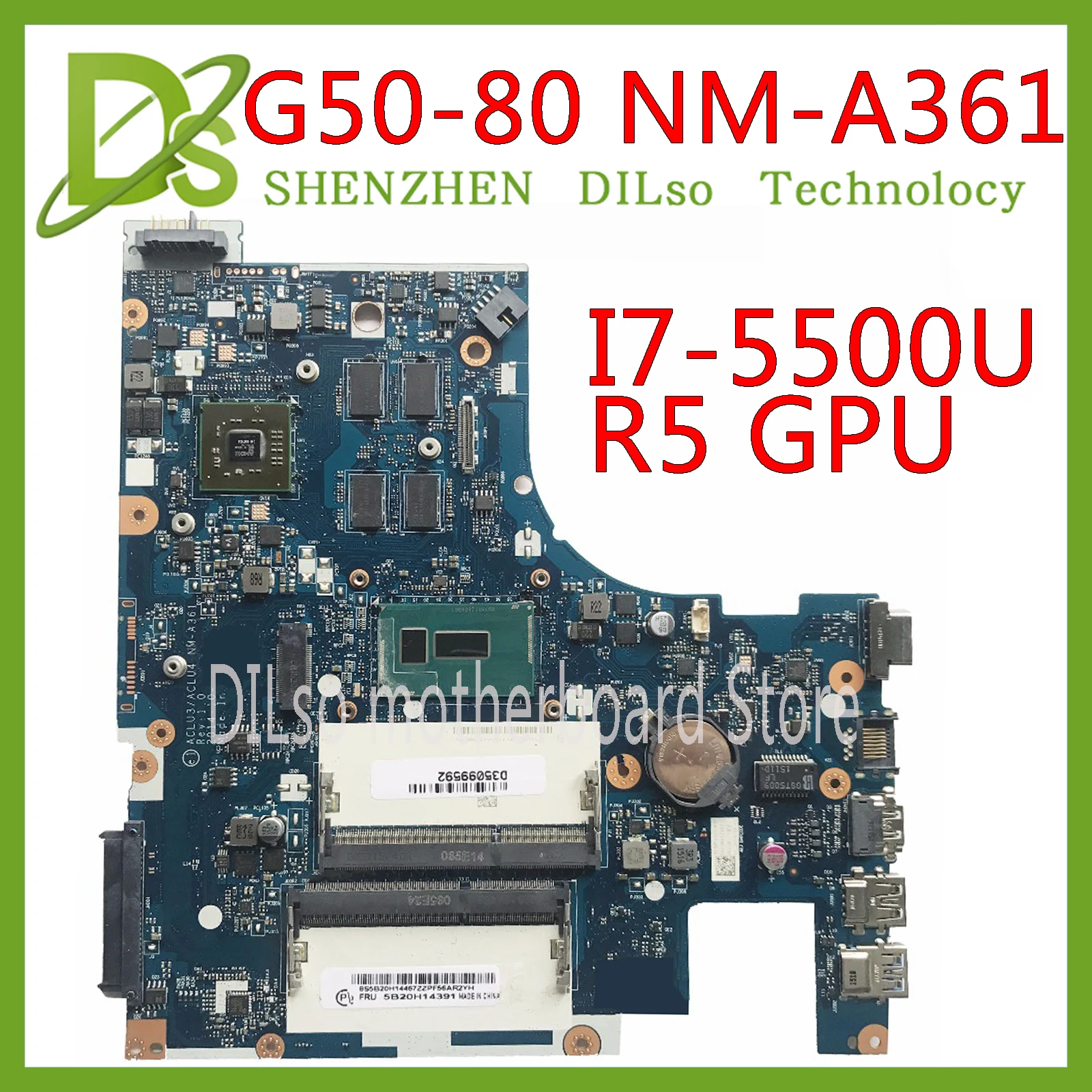  KEFU NM-A361 motherboard for Lenovo G50-80 ACLU3/ACLU4 NM-A361 PM laptop motherboard notebook I7-55