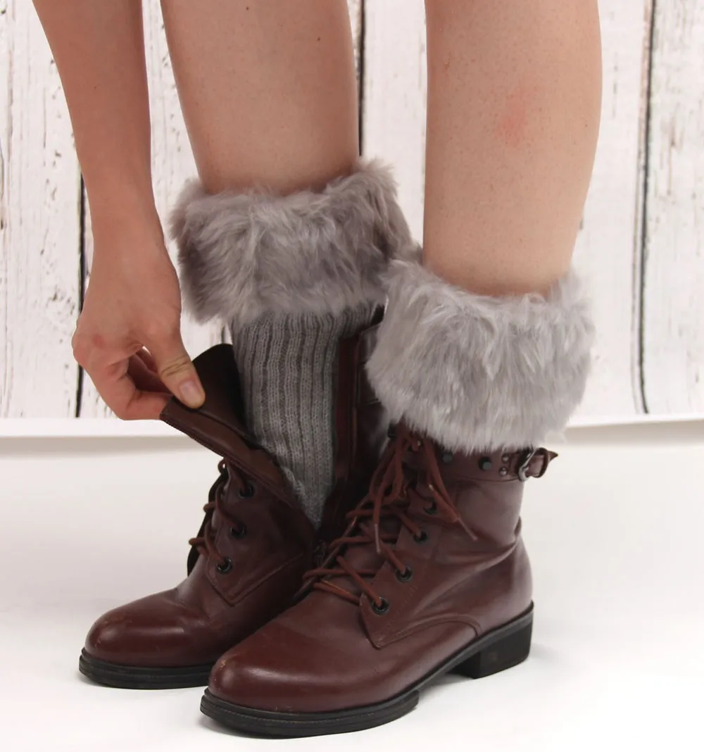Горячая Распродажа, женские зимние меховые ножки гетры, мягкие сапоги из искусственного меха с манжетами, зимние носки под сапоги, модные аксессуары
