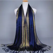 Люрекс женские шарфы с кисточками хлопок блеск мусульманский платок-хиджаб исламский турбанет платок femme musulman повязка на голову 180x60 см