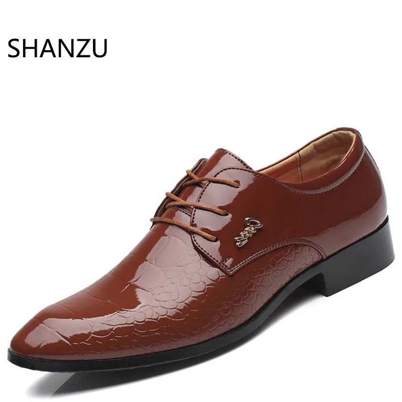 

Luxury Shoes Men Brogue Shoes Snake Skin Leather Men Dress Shoes Lace Up Casual Oxford Shoes For Men Sapato Masculino
