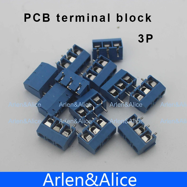 

500 pcs 3 Pin Screw blue PCB Terminal Block Connector 5mm Pitch