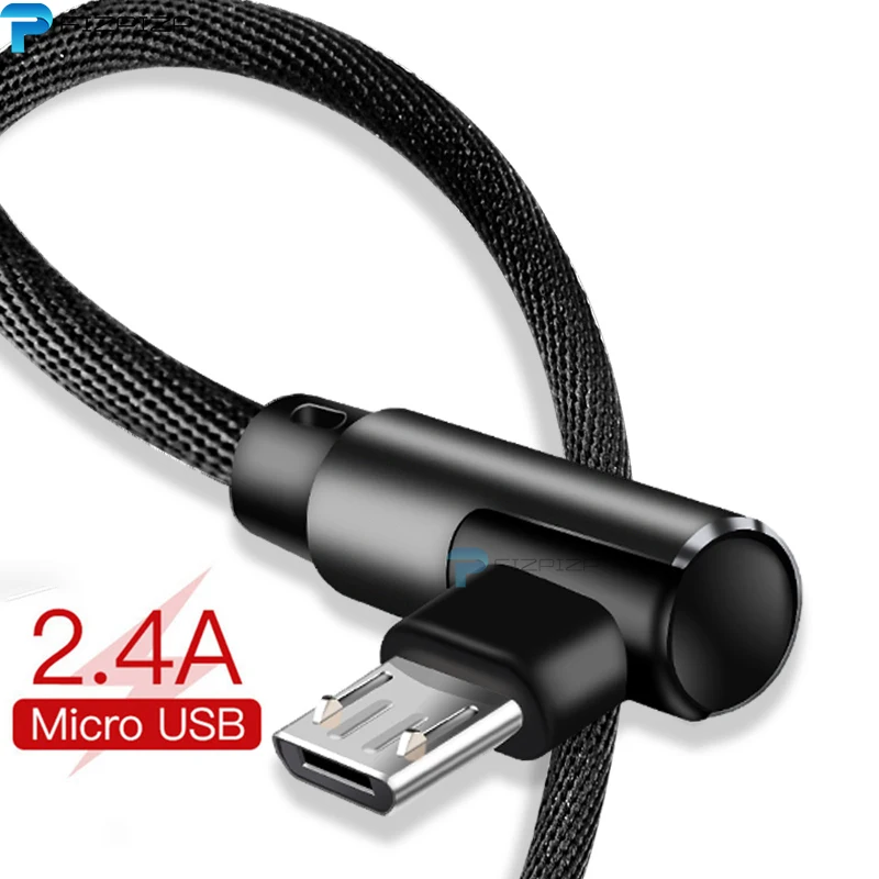 

90 Degree 2.4A Micro Usb Cable Fast Charging for Samsung Galaxy Huawei Xiaomi Mobile Phone Cables USB Micro 2.0 Cable Android