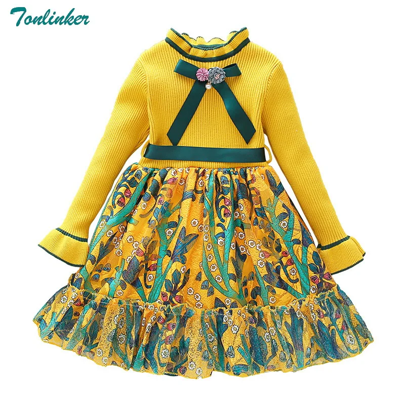 

Flower Girls Dress 2018 For Girls Holiday Party Dresses Kids Princess Bow Beading Christmas Dress costume Children Girl Clothing