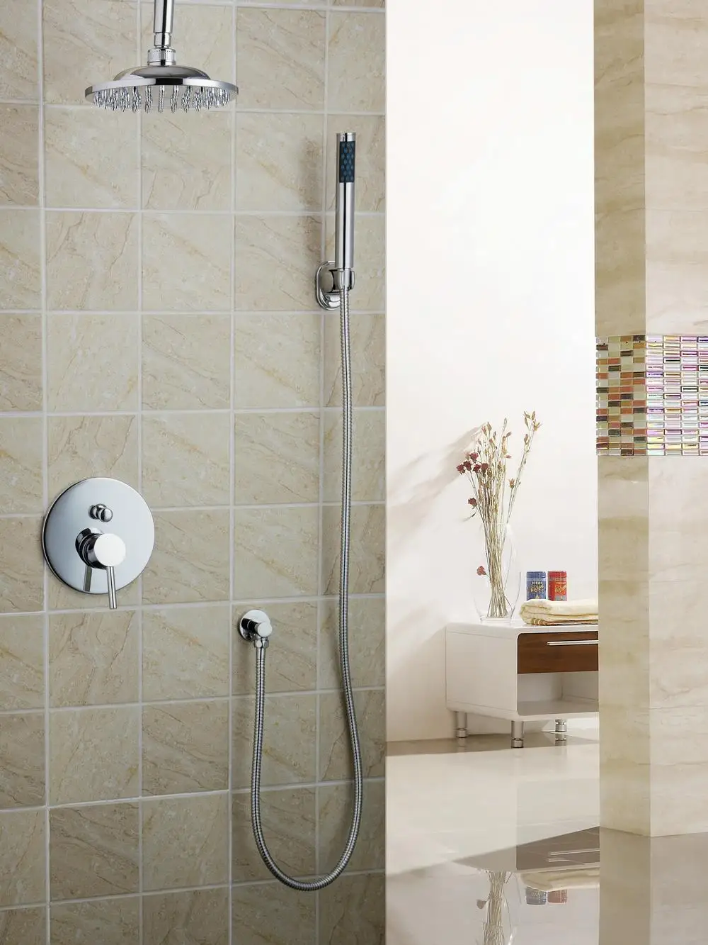 Us 92 03 50239 22a Chrome 8 Abs Shower Head Brass Valve Heldshower Hook Hose Bathroom Bathtub Sink Set Torneira Tap Mixer Faucet In