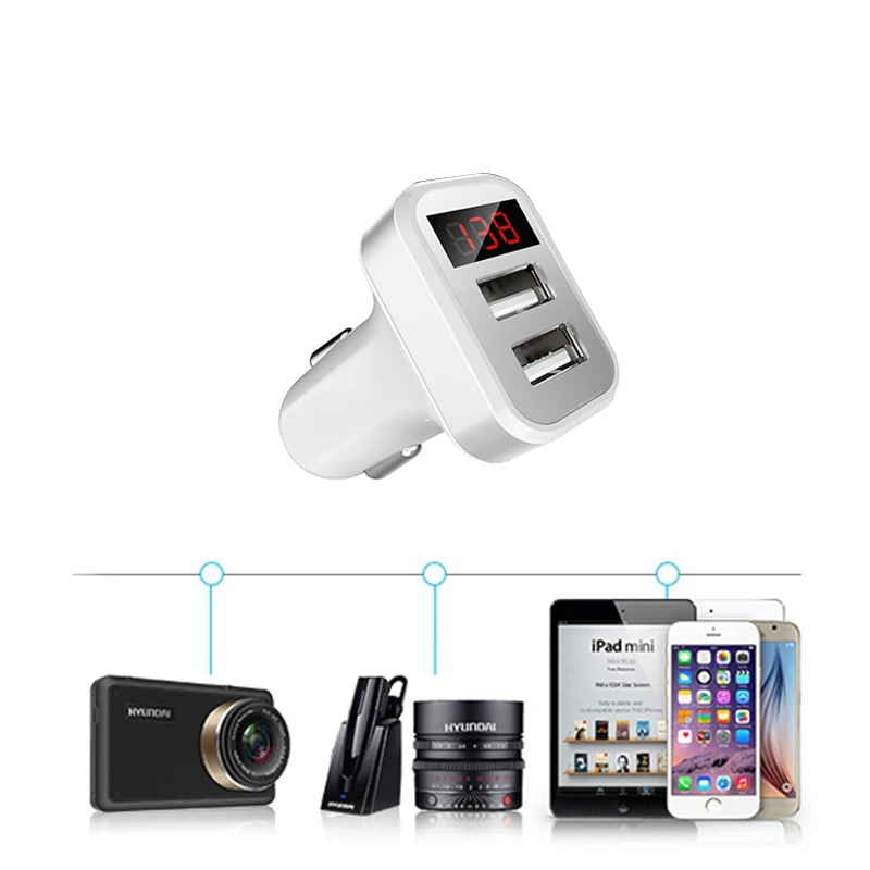 2 منافذ 2A USB شاحن سيارة شاشة led الذكية السيارات محول لباد فون سامسونج شحن السيارة الهاتف المحمول جهاز Eastion