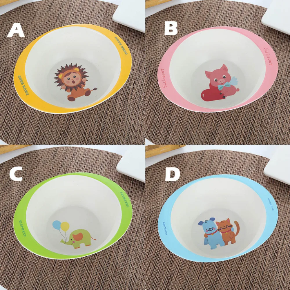 2019 Outdoor tableware bamboo fiber tableware children cartoon bowl environmental baby tableware doll plates tableware 40J11 (1)