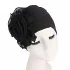 Black Женские шапки, женская шапка, женская шапка в стиле ретро с большими цветами, шапка в форме тюрбана, шляпа в форме полудня, шапка в виде ворса, эластичные женские шапки - Цвет: Black