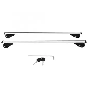 

1 Pair 120cm Aluminum Alloy Universal Silver Car Roof Rack Cross Bars Lockable Rail Luggage Carrier Aluminum alloy