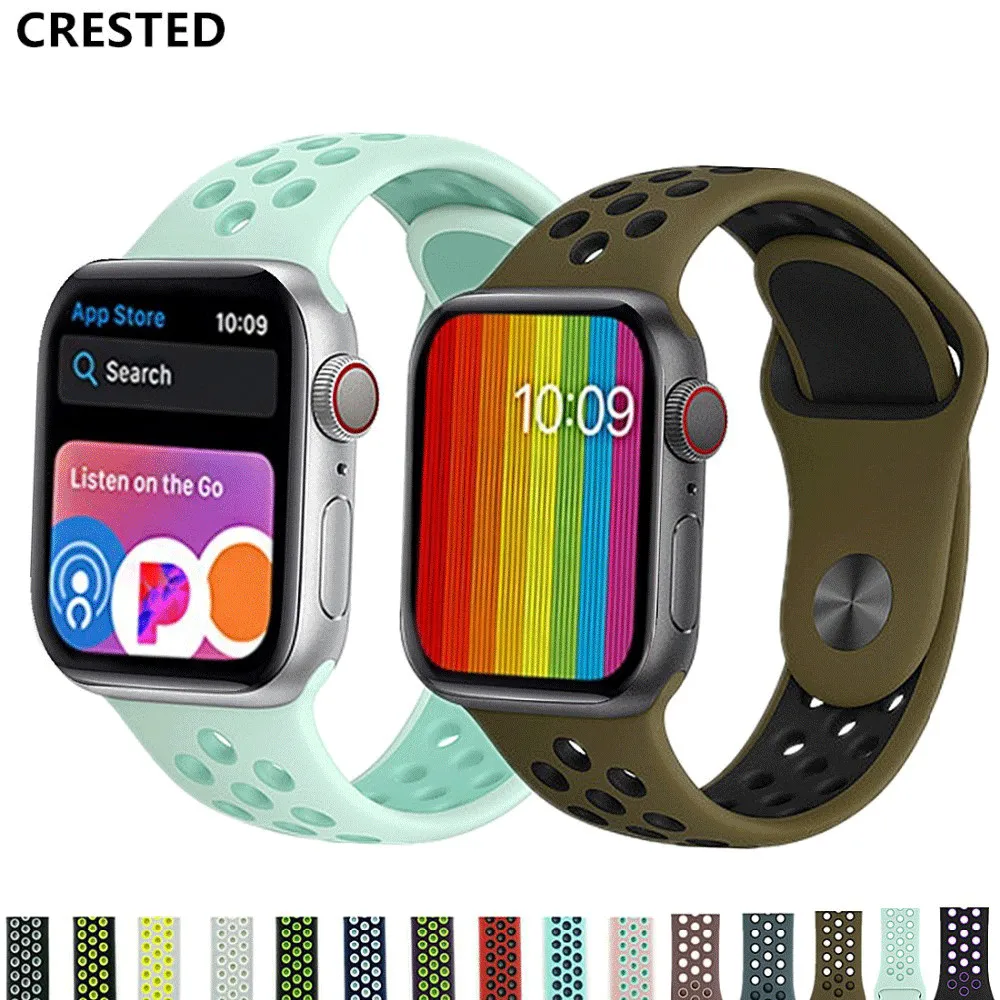 

New arrival colorful Silicone strap for iwatch Series1 2 apple watch NIKE 42mm Rubber sport bracelet wrist band men With Adapter