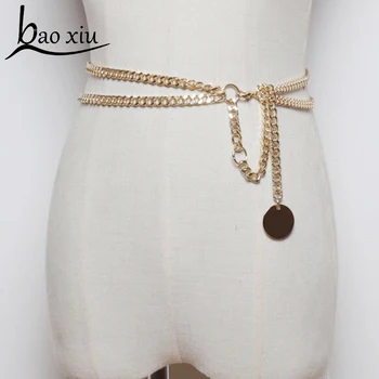 

New Summer Luxury Sexy Women Punk Metal waist long Fringe gold chain dress personality belt hip hop style female gothic belts