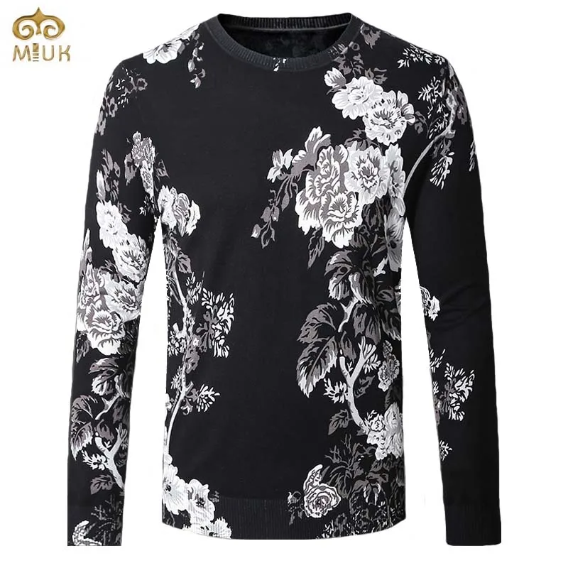 Large Size Floral O Neck National Style Sweater Men XXXL 4XL Brand