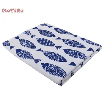 

MoTiRo,Printed Cotton Linen Fabric,Half Meter,Blue Fish Series Cloth For DIY/Quilting/Sewing/Sofa/Bag/Cushion/Curtain Material