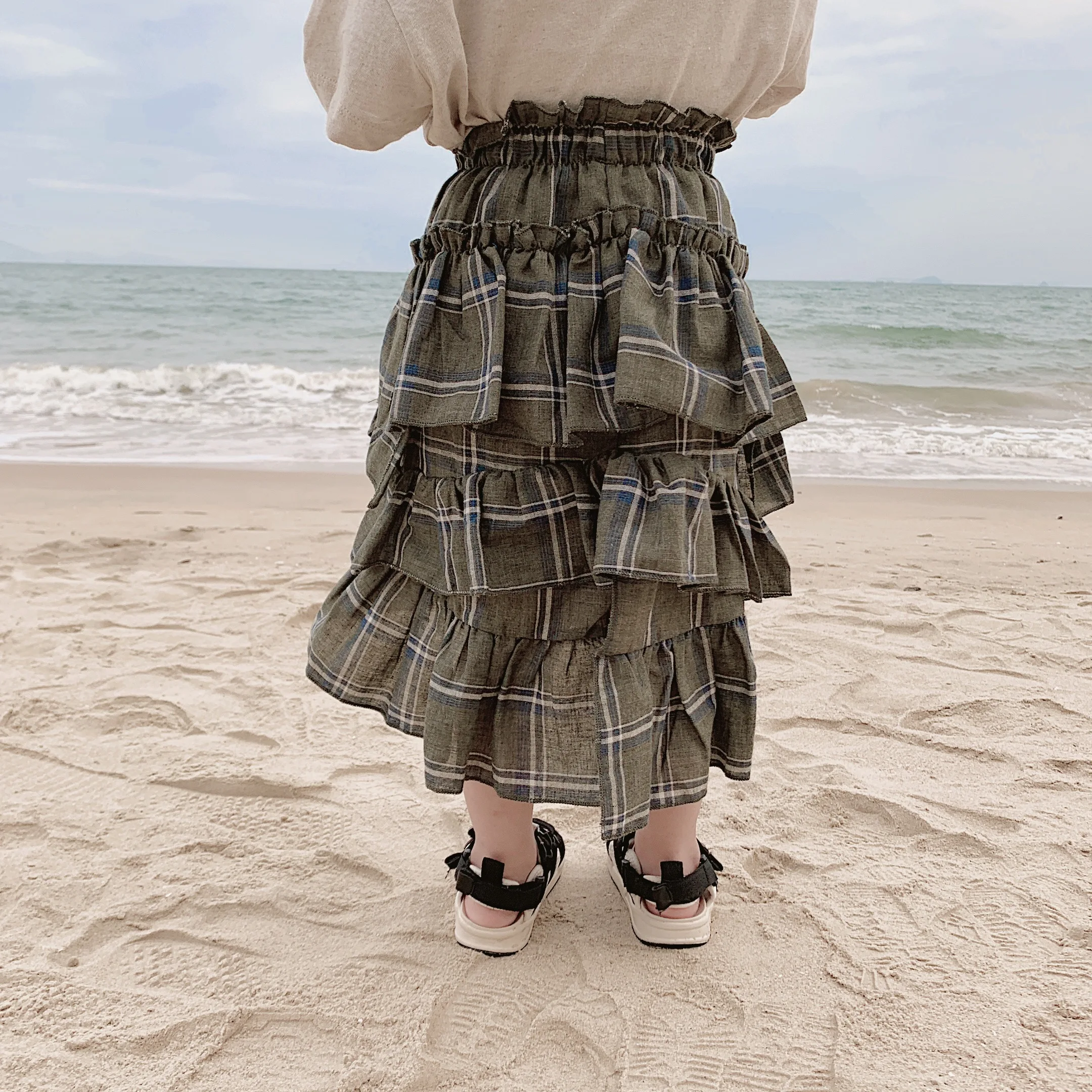 

2019 Summer New Capped Skirt Children's Bud Waist Plaid Printed Baby Skirt Toddler Infant Girl Cake Skirt Baby Clothes