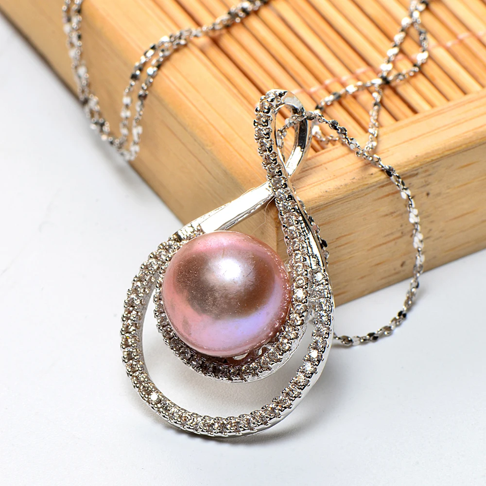 

Free shipping natural freshwater pearl pendant 925 silver inlay female models wild sweet birthday gift Jewelry wholesale price
