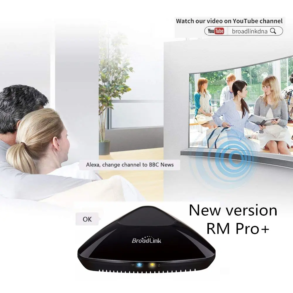 

Broadlink RM PRO+ Universal Intelligent Remote Control WiFi+IR+RF Smart Home Automation For IOS Android Phone Compatible Alexa
