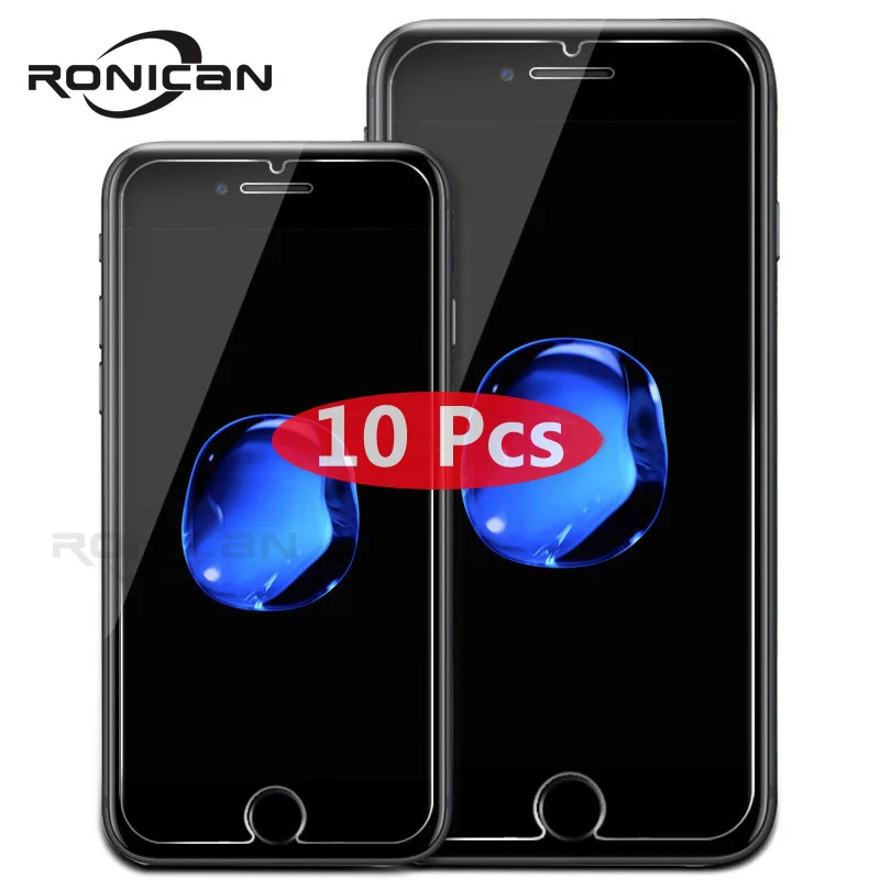 10 шт закаленное стекло для iPhone 7 8 6 S Plus Защитная стеклянная пленка XS Max XR X 5 5S SE 4 4s