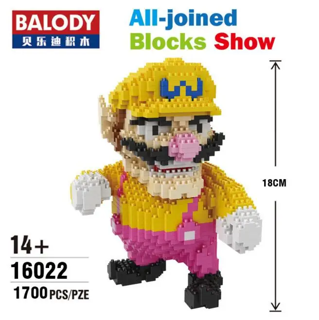 Дешево Balody мини блоки Bowser мультфильм строительные игрушки Марио аукциона фигурки Yoshi Модель Кирпичи Wario аниме Brinquedos детские подарки 16022