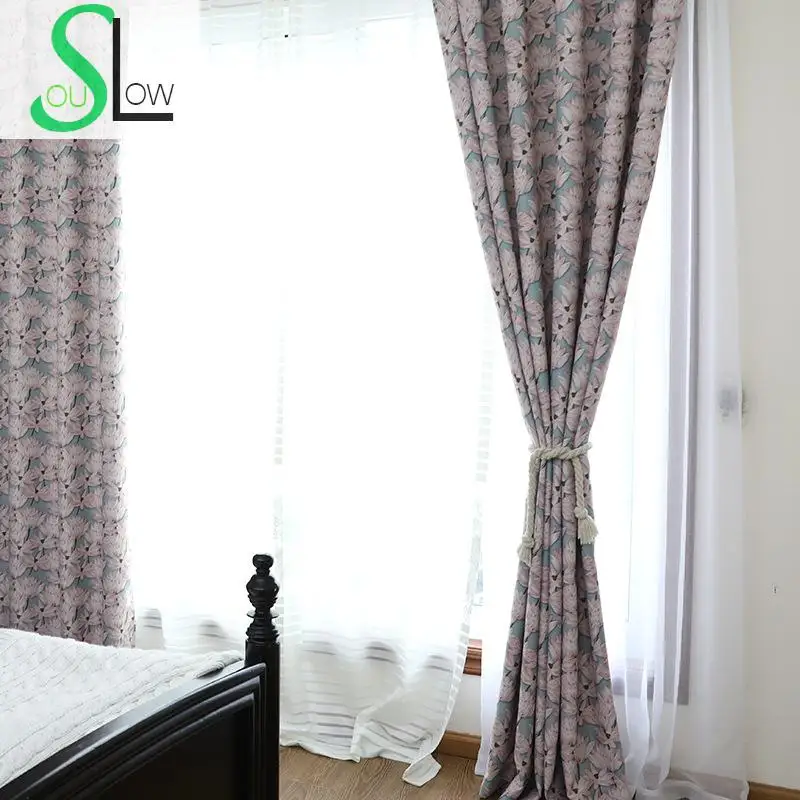 Slow Soul lotus Modern Blackout Curtains Bedroom Simple ... on {keyword}