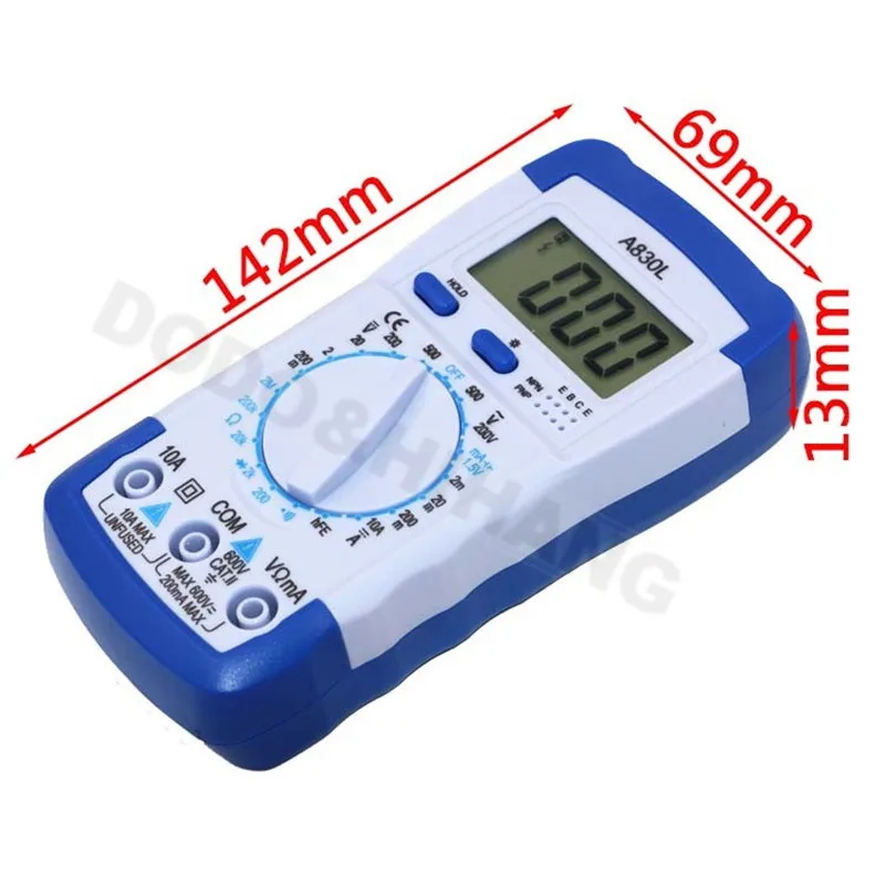 A830L Digital Multimeter LCD Backlight ACDC Ammeter Diode Frequency Multitester Voltmeter Ohm Portable Voltage Meter Tool D1019 (6)