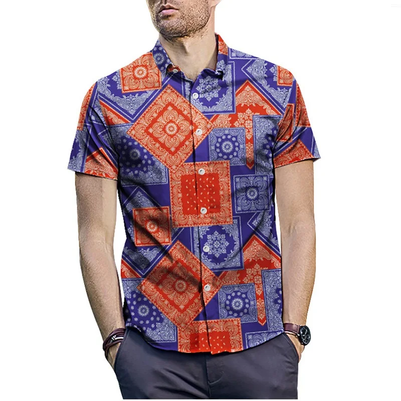 men shirt 10 Европейский размер Повседневная Уличная Мужская рубашка короткий рукав летний отдых пляж гавайская рубашка 3D растительный принт брендовая рубашка - Цвет: men shirt 10