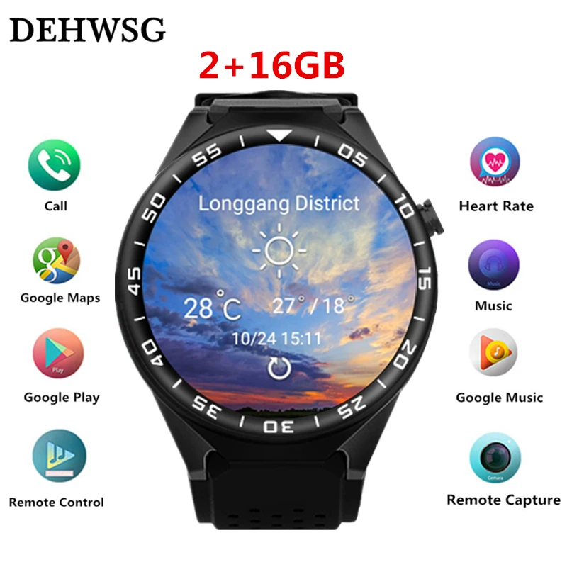 New Android 5.1 OS Smart Watch RAM 2GB ROM 16GB Heart Rate 2MP Camera Video Health Monitoring SmartWatch phone 3G WIFI SIM WCDMA