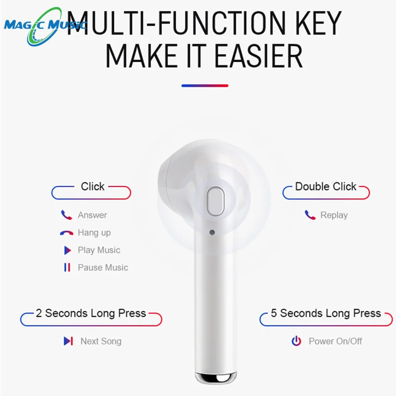 Беспроводные bluetooth наушники Magic Music I7s tws 5 0 стерео вкладыши гарнитура с микрофоном
