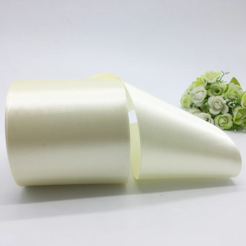 

5Yards/lot 4" 100mm Cream Silk Satin Ribbon Polyester Ribbon Wedding Christmas Party Decoration DIY Gift Packing