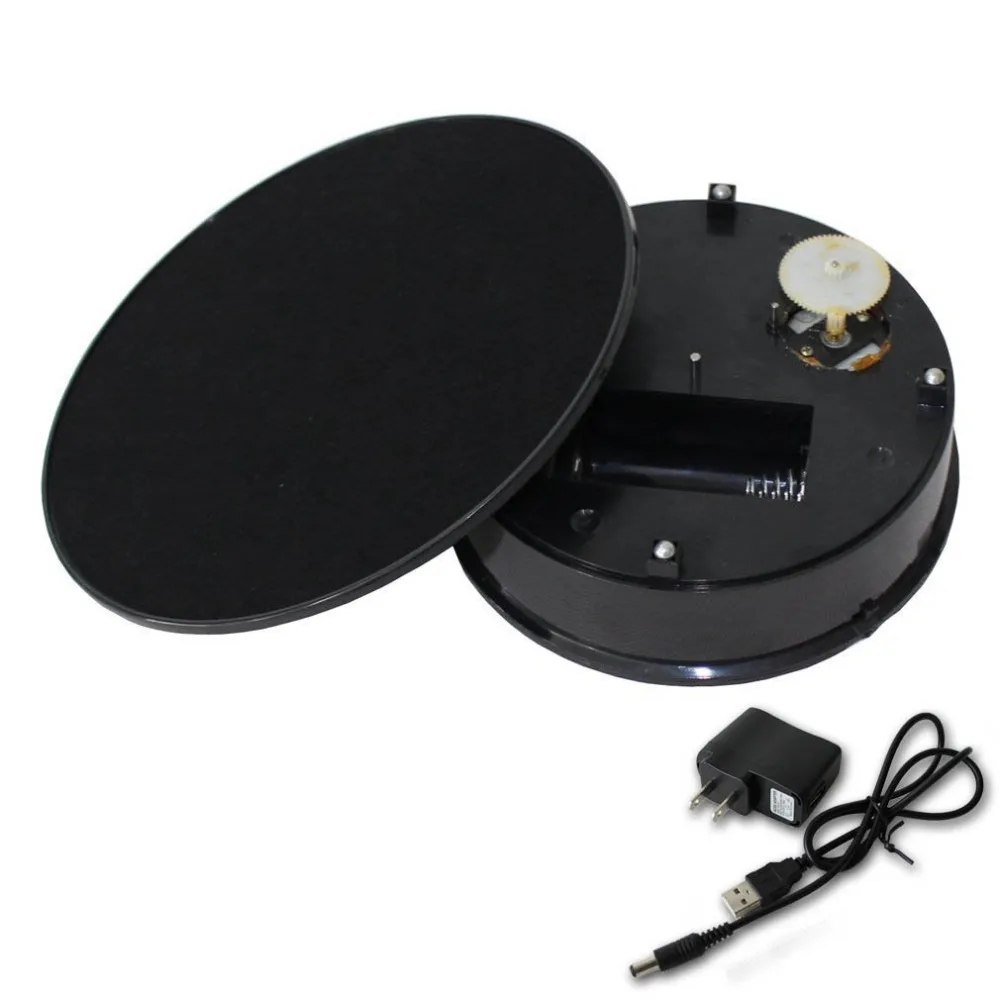 Black Velvet Top Electric Motorized Rotating Display Turntable for Model Jewelry Hobby Collectible Home