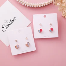 MENGJIQIAO новые корейские милые махровые носки Стразы красочные серьги в виде сердца, Для женщин Мини Brincos, можно носить с 4 шт./компл., ювелирные изделия для девушек, подарки