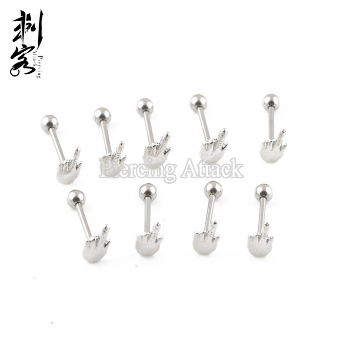316L Surgical Steel 14 Gauge Finger Barbells Tongue Piercing Lot of