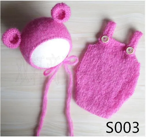 handmade mohair teddy bear hat+ shorts Newborn photography props - Color: S003