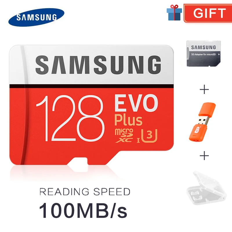 SAMSUNG Memory Card MicroSD 32GB 64GB 128GB 256GB 512GB U3 SDHC SDXC Grade EVO+ Class 10 C10 UHS TF SD Cards Trans Flash Microsd - Емкость: Red128GB FREE GIFT