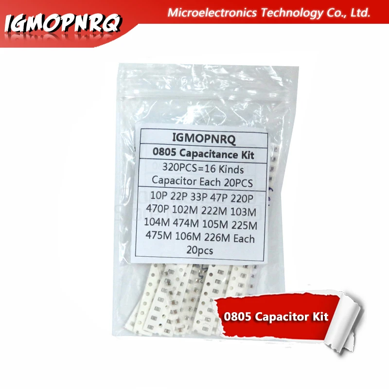 

16values*20pcs=320pcs 0805 SMD Capacitor assorted kit 10pF~475M component diy samples kit