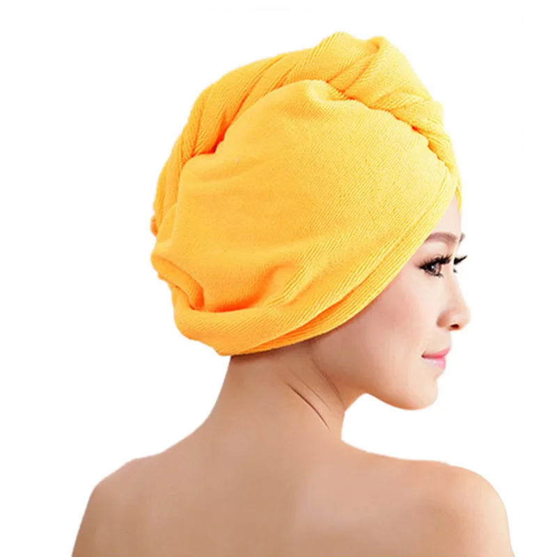 Urijk Quick Dryer Microfiber Fast Drying Towel Wrap Turban Hat Women's Microfiber Bath Towel Hair Dry Hat Absorbent Shower Cap - Цвет: orange