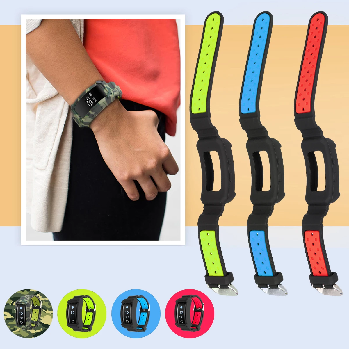  Adjustable Smart Watch Wrist Watch Bands Belt Protective Frame Strap for Samsung Gear Fit2/Gear Fit - 32907906123