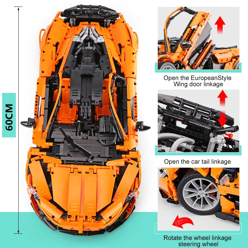 DHL Lepin 20087 Technic Toys The MOC-16915 Orange Super Racing Car Set Building Blocks Bricks Kids Toys Car Model 42083 Gift