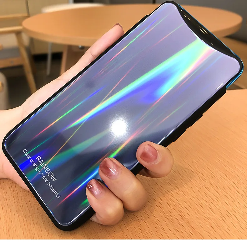 Find X Laser Shine чехол из закаленного стекла для OPPO Case 6 42 ''роскошный градиентный